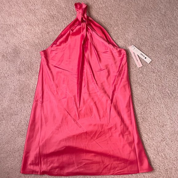 Aqua Hot Pink Silk Mini Dress Size L - Picture 1 of 2